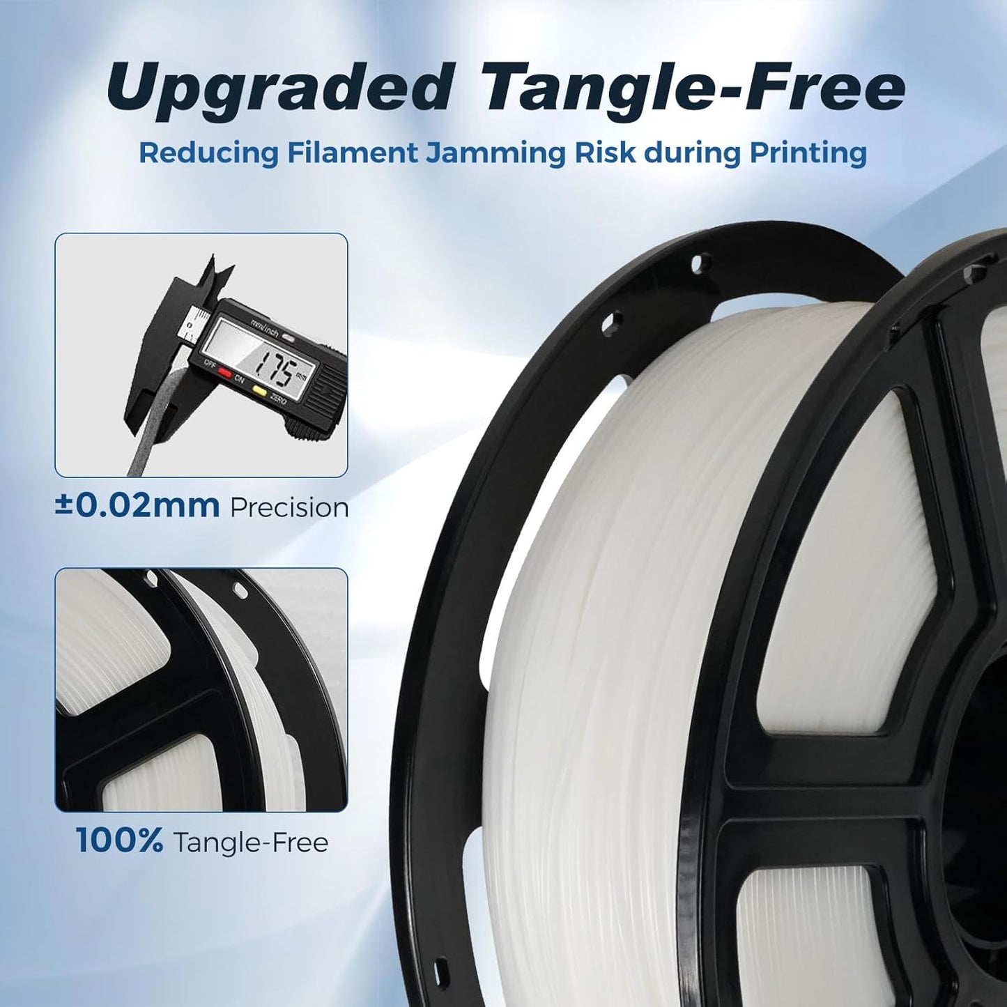 FLASHFORGE Rapid PLA Filament 1.75mm White, Max 500mm/s High Speed Printing, 3D Printer Filament 1kg (2.2lbs) Spool, Dimensional Accuracy +/- 0.02mm, Enjoy Exceptional Print Quality