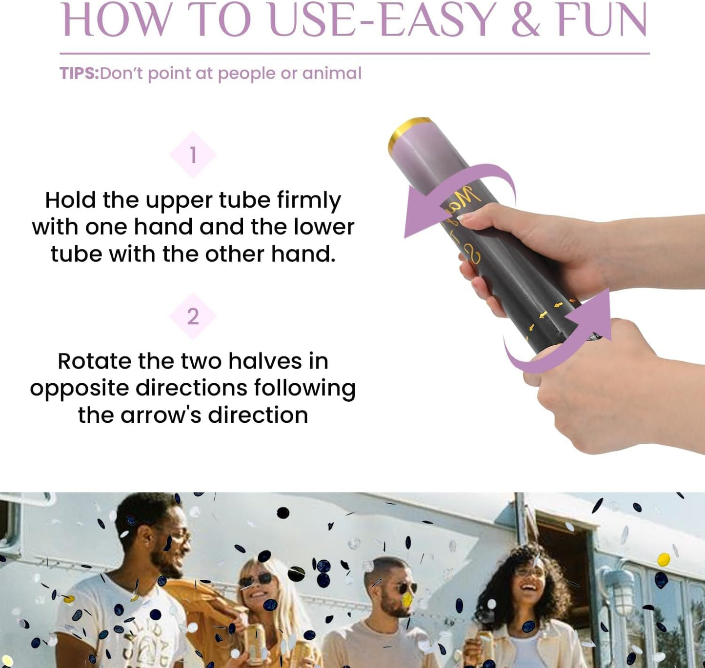 Confetti Cannon Black Gold 12 Pack Confetti Poppers 12 inch Celebrate Party Poppers Confetti Party Cannon for Anniversary Wedding Poppers Launchers, New Year's Eve, Birthdays and Weddings