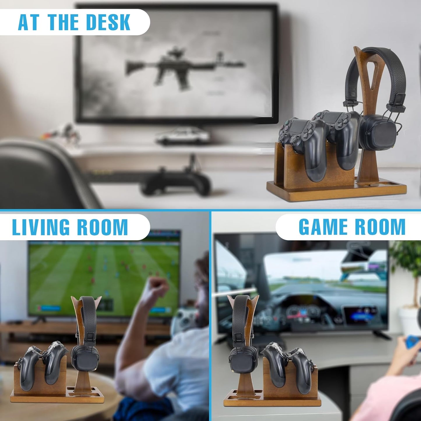 Game Controller Holder Gifts for Gamers to Organize Gaming Accessories & Headphone Holder, Unique Gamer Gifts Headset Stand PS4 PS5 Controllers Holders, Stylish Controller Stand Gaming Equipment