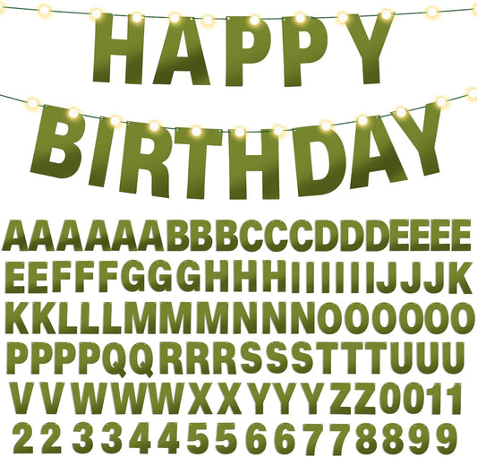 TaoBary 112 Pcs DIY Letter Kit Glitter Customizable Banner Letters Include 107 Letters and Numbers 3 Rope and 2 Needles for Birthday Halloween Christmas Wedding Valentine Party Decor(Bright Green)
