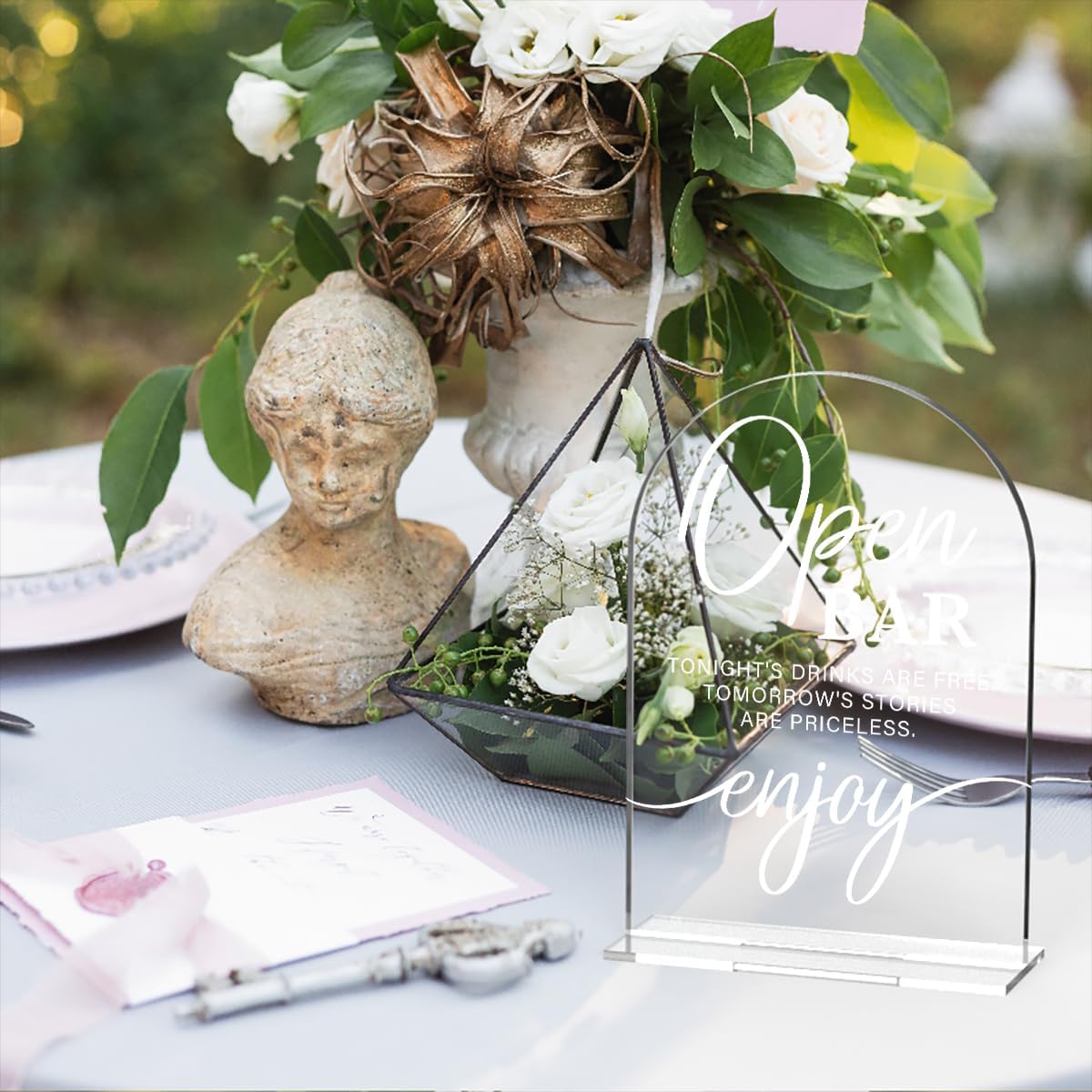 Acrylic Wedding Sign Wedding Signs for Ceremony Open Bar Sign for Wedding Modern Calligraphy Arch Acrylic Table Top Sign for Wedding Reception and Event Party Table