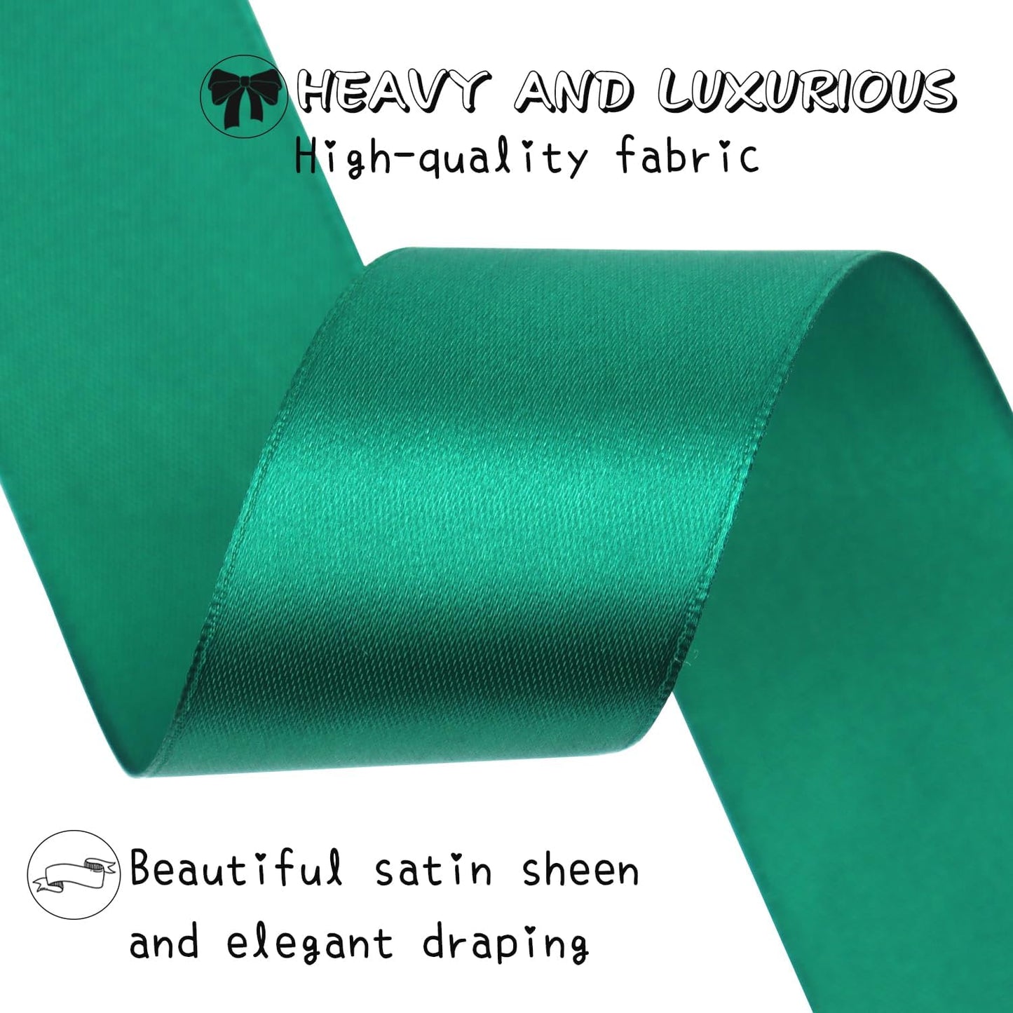 Dark Green Solid Satin Ribbon 1-1/2 Inch 25 Yards Solid Polyester Fabric Ribbon for Gift Wrapping Wedding Christmas Baby Shower Birthday Party Decoration Handmade Immortal Flower Craft