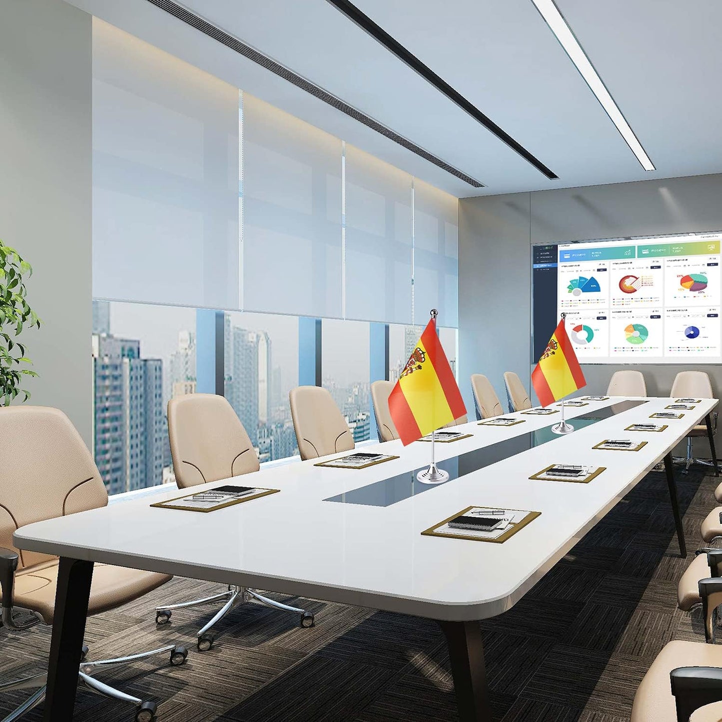 ZXvZYT 2 Pack Spain flag Spanish Table Flag Small Mini Spanish Desk Flags With Stand Base,International Festival Events Celebration Decorate,Home office Decorations