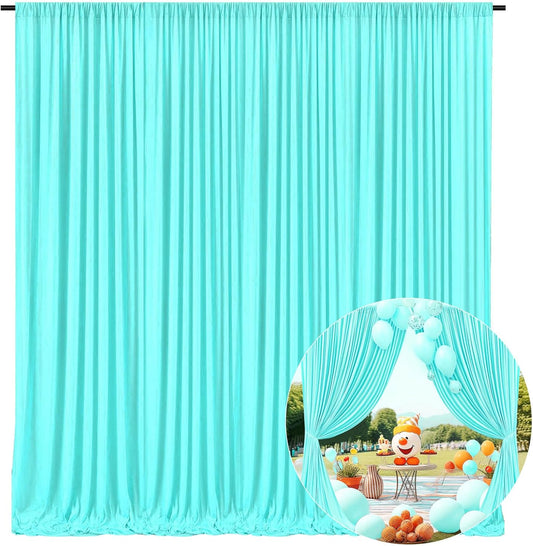 10 x 7 Feet Blue-Green Backdrop Curtain for Partie, Background Curtains for Photoshoot, Birthday, Wedding, Halloween, Thanksgiving, Christmas Day, New Year Party Decorations 5Ft x 7Ft, 2 Panels