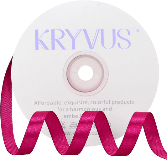 Rose Red Satin Ribbon 3/8 inch X Continuous 25 Yards, Single Face Polyester Ribbon Perfect for Gift Wrapping, Flower Bouquet, Wedding Decor, Crafts, Bow Making, Sewing and More