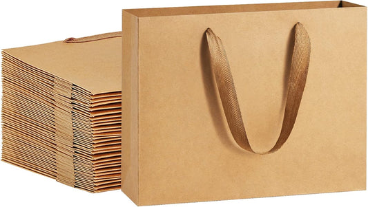 BagDream Paper Bags 10.6x3.1x8.3 25Pcs Gift Bags Heavy Duty Kraft Brown Gift Paper Bags with Handles Soft Cloth, Party Favor Bags, Shopping Bags, Retail Merchandise Bags, Wedding Party Gift Bags