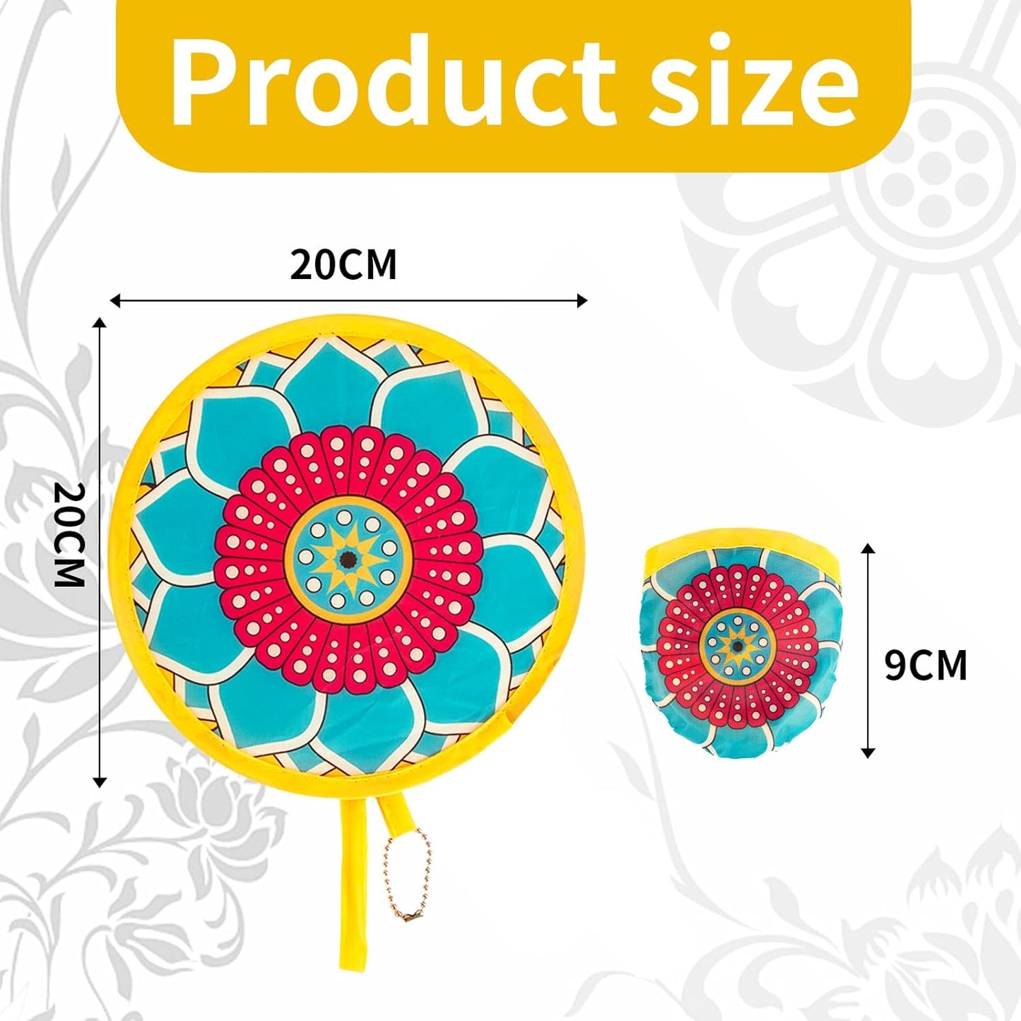 4pcs Mandala Round Foldable Hand Fan Japanese Foldable Fan Style Handheld Compact Cooling Fans,Round Folding Fan for Outdoor Games,Xmas Decoration,Festival,Party Favors,Travel,Events