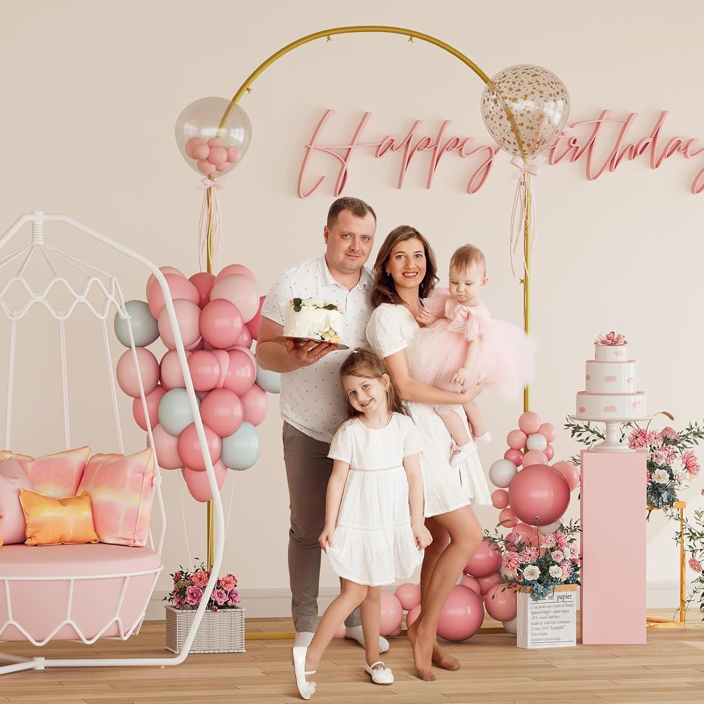 Snughome 7.2FT Arch Backdrop Stand, Gold Metal Arch Stand, Wedding Arch Frame Ideal for Balloons Flowers for Party, Wedding, Baby Shower, Holiday Decoration