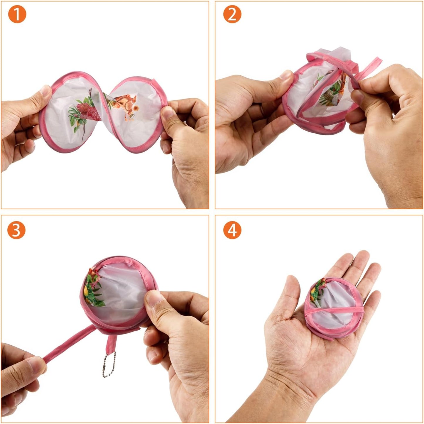 4 Styles Animal Flowers Round Foldable Hand Fan Japanese Foldable Fan Handheld Foldable Compact Cooling Fans,Round Folding Fan for Outdoor Games,Xmas Decoration,Festival,Party Favors,Travel,Events