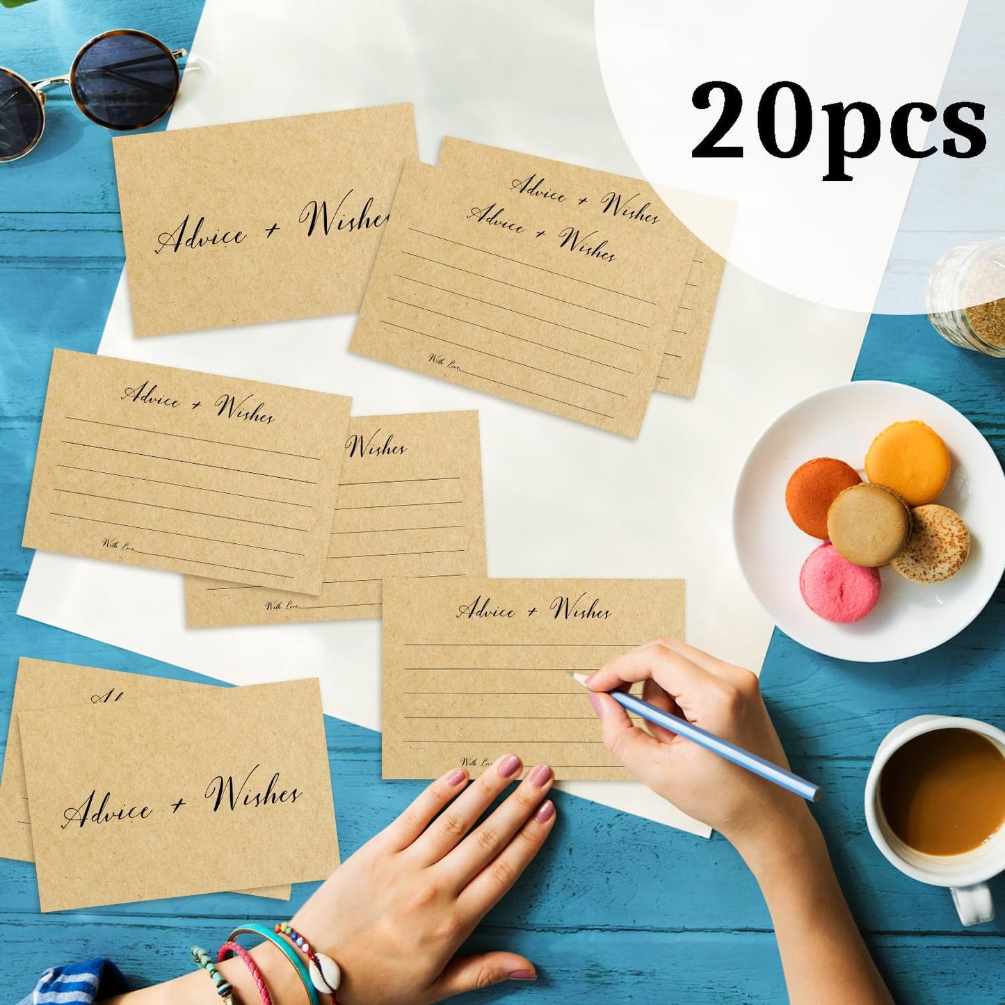 Brown Advice And Wishes Cards, Advice Cards For Bridal, Wedding, Baby Shower, Mr And Mrs, Graduation, Wishes For Baby Cards Baby Shower, Pack Of 20 4x6 Cards Double Sided Print -04