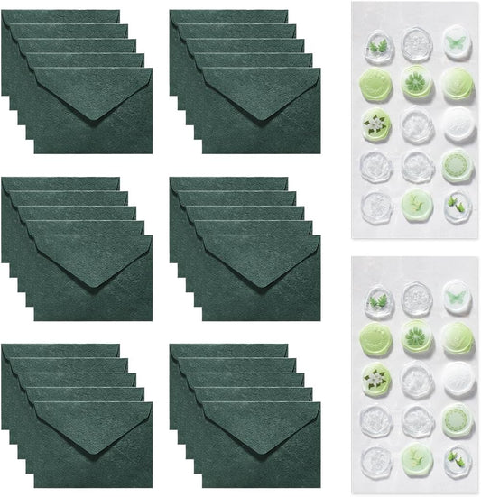 30 Pieces A6 Envelopes with 30 Seal Stickers, 6.32 x 4.45 inch Envelopes for 4 x 6 Wedding Invitation Cards, Greeting Cards, Graduation, Birthday Party Invitations, Green.