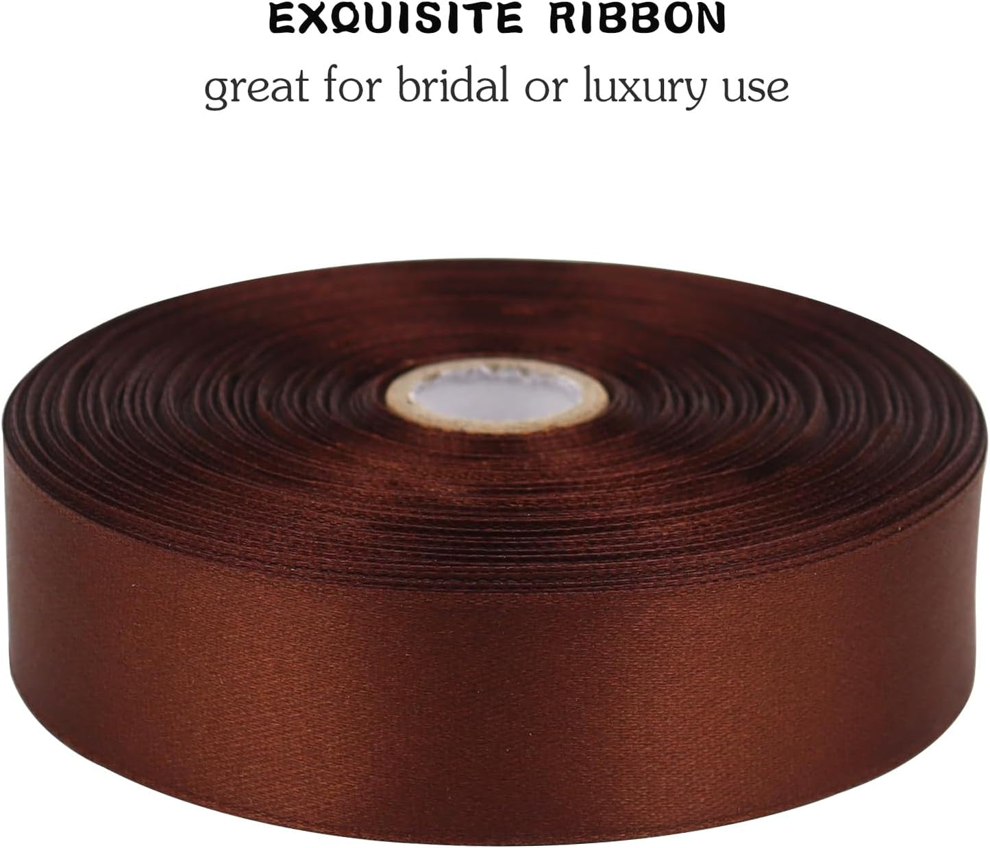 Brown Solid Satin Ribbon 1 Inch 50 Yards Solid Polyester Fabric Ribbon for Gift Wrapping Wedding Christmas Baby Shower Birthday Party Decoration Handmade Immortal Flower Craft