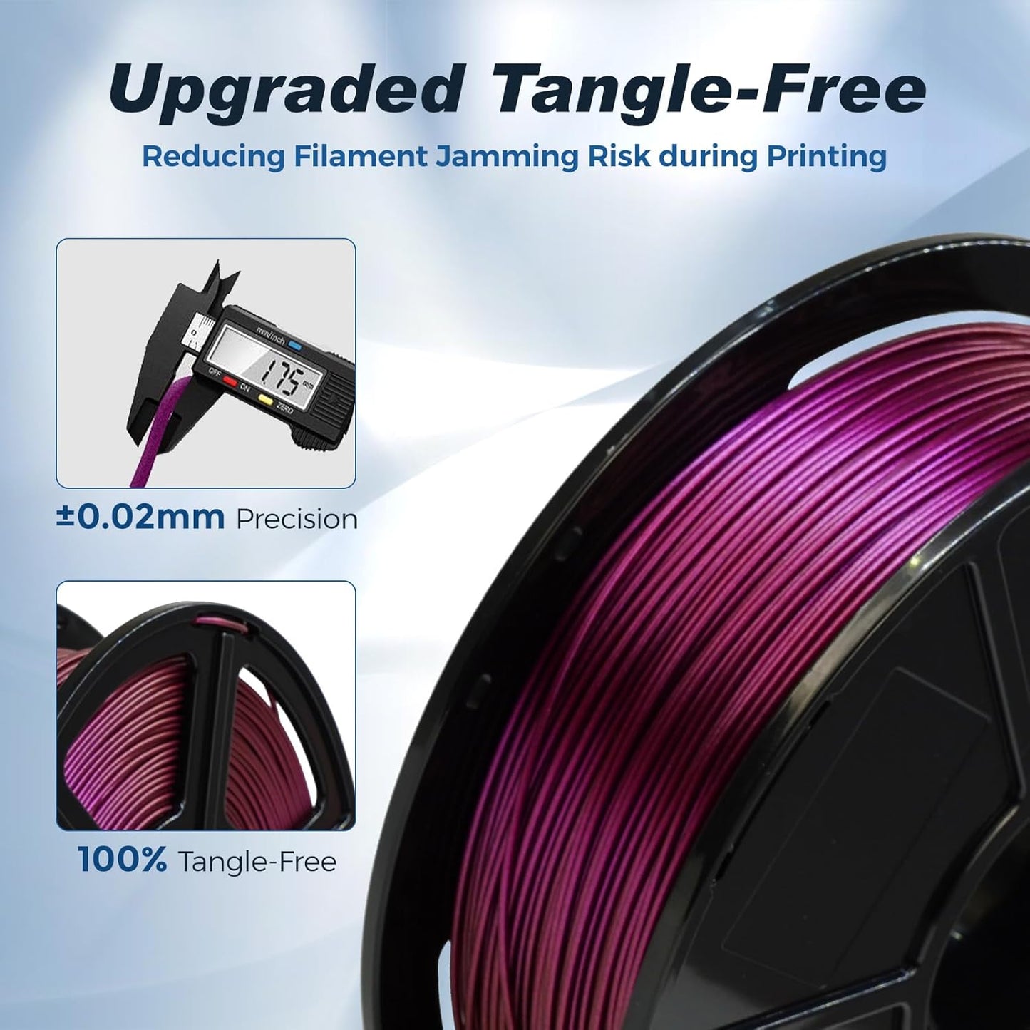 FLASHFORGE Rapid PLA Filament 1.75mm +/- 0.02mm Abyssal Red, Max 500mm/s High Speed Printing, 3D Printer Filament 1kg(2.2lbs), Changing Colors with Light, Perfectly Hide The Layer Line