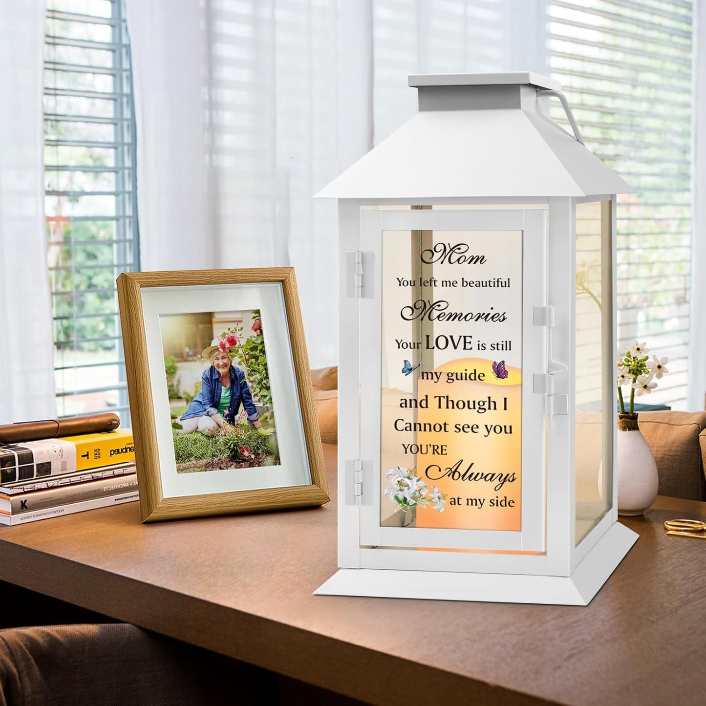 Memorial Lantern Bereavement Gifts in Memory of Loved One Memorial Gifts for Loss of Mother Remembrance Sympathy Gifts for Loss of Loved One with LED Candle and Remote