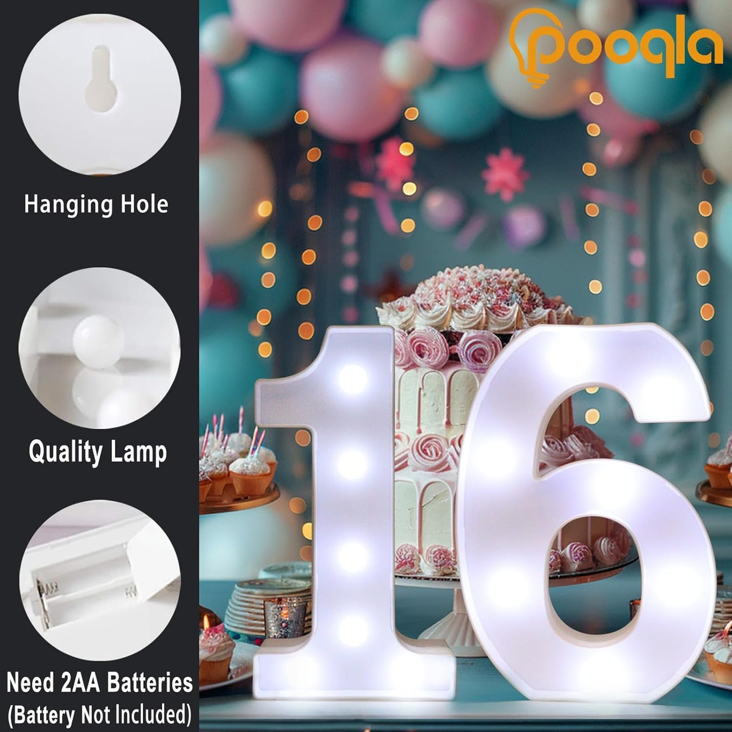 Pooqla 70th Birthday Decoration for Woman Man, Decorative LED Light Up Numbers, Marquee Numbers 70 Sign for Party Backdrop 70th Wedding Anniversary Decor, Warm White and Cool White Number 70