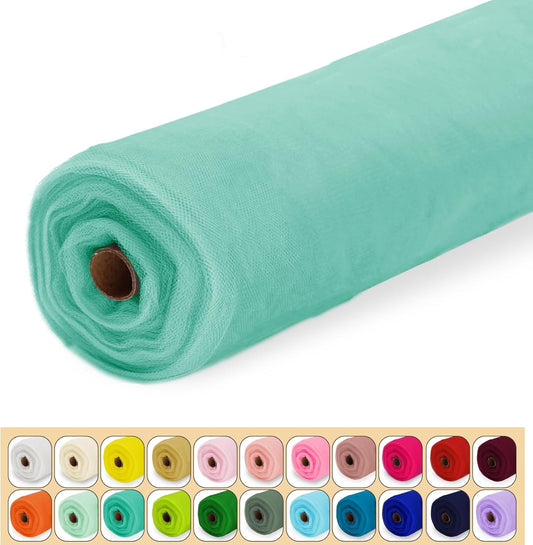 Tulle Fabric Roll, 54" x 10 Yards (30FT) Tulle for Wedding Decoration DIY Tutu Party Backdrop Baby Shower Table Skirts Gift Wrapping (Aqua Blue)