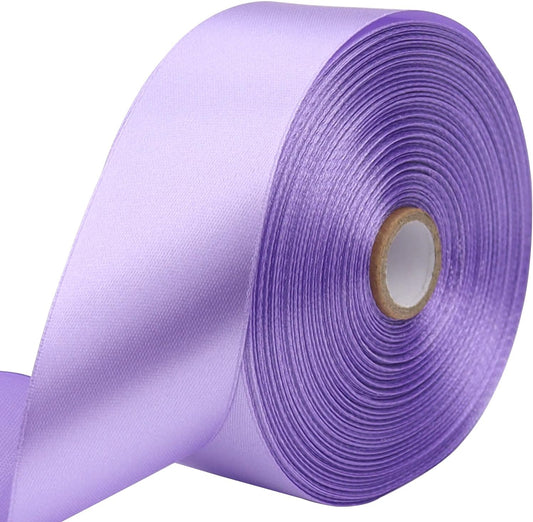 Light Purple Solid Satin Ribbon 1-1/2 Inch 50 Yards Solid Polyester Fabric Ribbon for Gift Wrapping Wedding Christmas Baby Shower Birthday Party Decoration Handmade Immortal Flower Craft