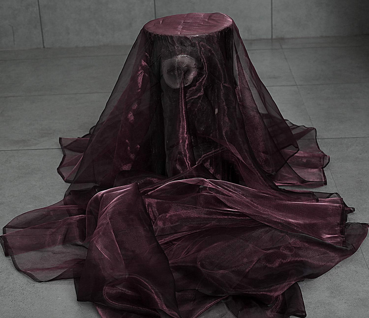 VDS Plum Organza Fabric, 20 Yards Continuous, 45” Wide, Wedding Party Decoration Iridescent Crystal Sheer Shiny Organza Tulle Bridal Dress DIY Crafts Costume Sewing Backdrop Arch Cloth