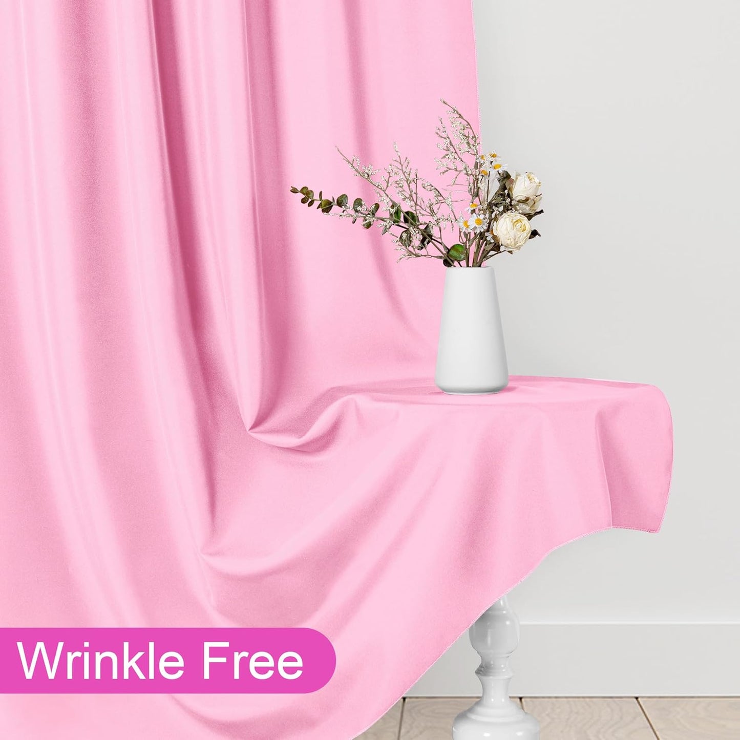 DWCN 10x8 FT Pink Backdrop Curtains for Parties, Photography Backdrop Drapes with Rod Pockets for Wedding Decorations Stage Birthday Family Gatherings, 2 Panels 5ft x 8ft