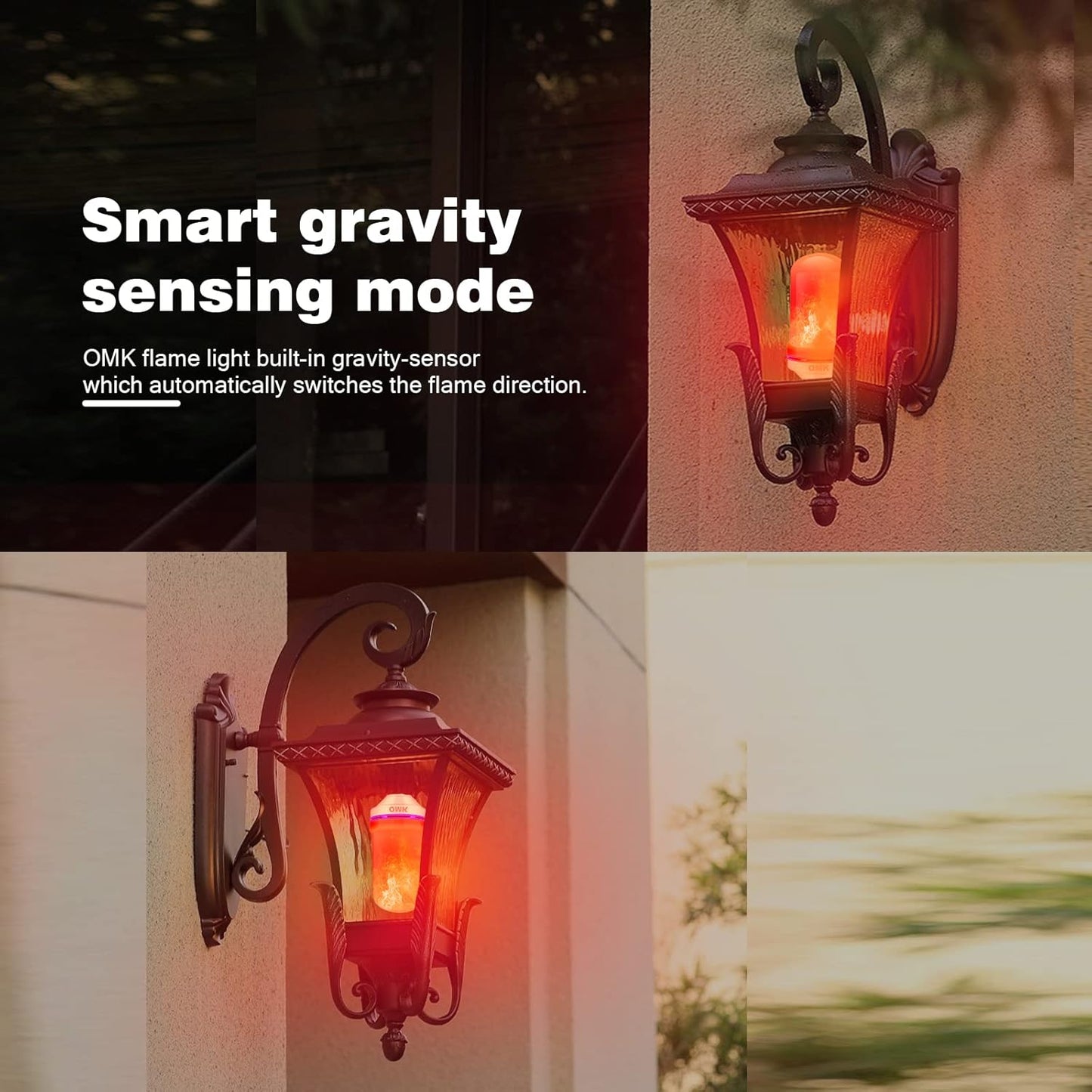 OMK Flame Light Bulb Christmas Decor (4 Pack) Red Color Led Flickering Fire Simulated Lamps 3W Energy Efficient Fire Lights for Indoor Outdoor Holiday Decoration Gifts