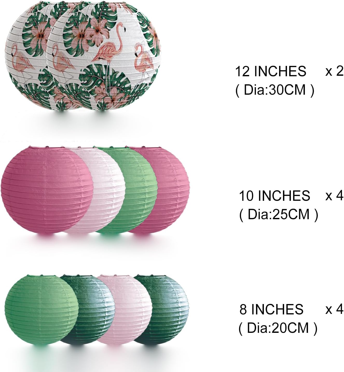 Jungle Tropical Flamingo Theme Bohemian Paper Lantern set10pcs for Birthdays Classrooms Baby Shower Party Decorations Hawaiian Luau Summer Beach Bachelorette Decor