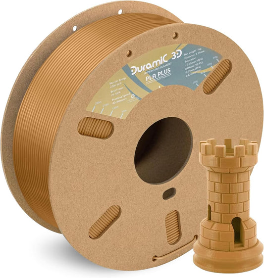 DURAMIC 3D PLA+ Filament 1.75mm 1Kg Light Brown, PLA Plus Filament 1Kg Spool(2.2lbs) Tougher and Stronger, Dimensional Accuracy Probability +/- 0.02mm
