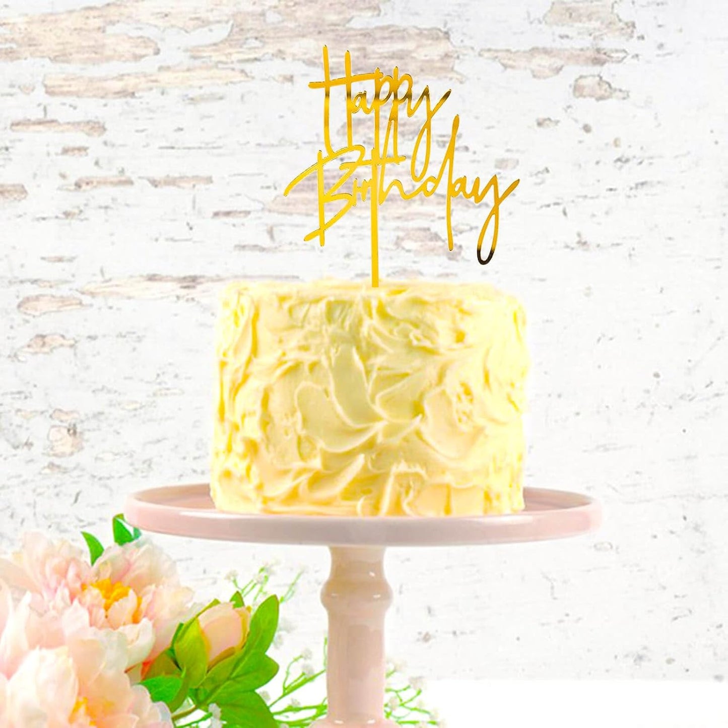 1pcs Happy Birthday Cake Toppers, Acrylic Birthday Cake Topper for Birthday Party Cake Decorations(Gold)