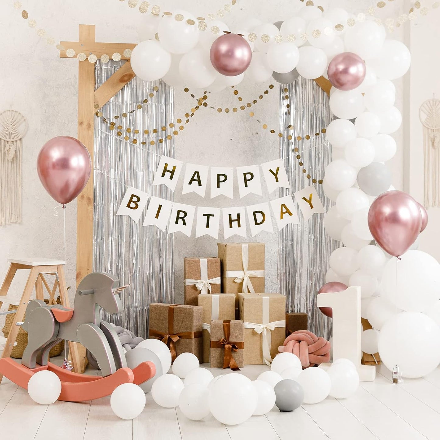 Crosize 4 Pack 3.3 x 9.9 ft Silver Foil Fringe Curtains Party Decorations, Silver Tinsel Curtain Backdrop for Parties, Door Streamers, Glitter Streamer Fringe Backdrop for Birthday Decoration