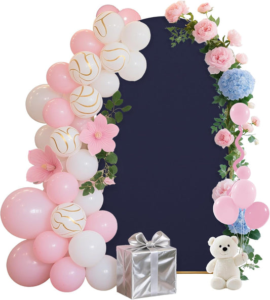7.2FT Wedding Arch Covers Arch Backdrop Cover Arch Stand Covers Set Arch Cover Spandex Fabric Stretchy Backdrop for Wedding Birthday Party Decoration Baby Shower (Dark Blue)
