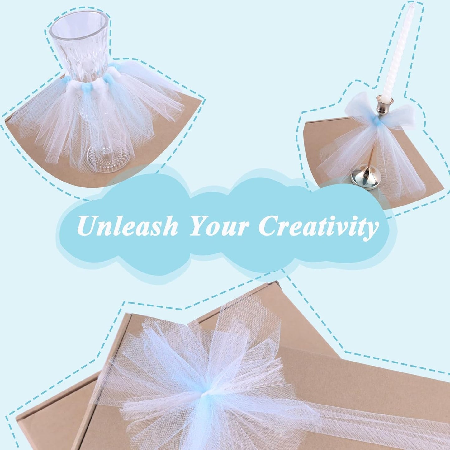 Soft Blue Tulle Fabric Roll 6" by 100 Yards (300 ft) Soft Tulle Spool for DIY Crafting Favor Supplies, Tutus, Wedding, Party Decorations, Gift Wrapping