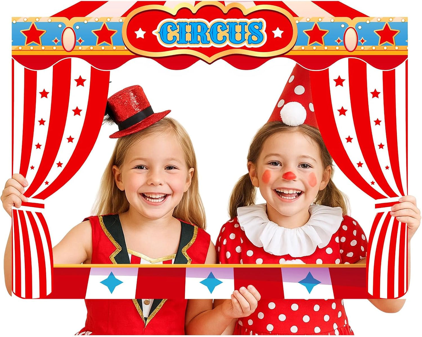 Upgraded 32 x 24 Inch Large Carnival Circus Photo Booth Props Party Decorations Picture Frame Vintage Photo Frame Friends Selfie Props for Christmas Mexico Favors (Carnival Style)