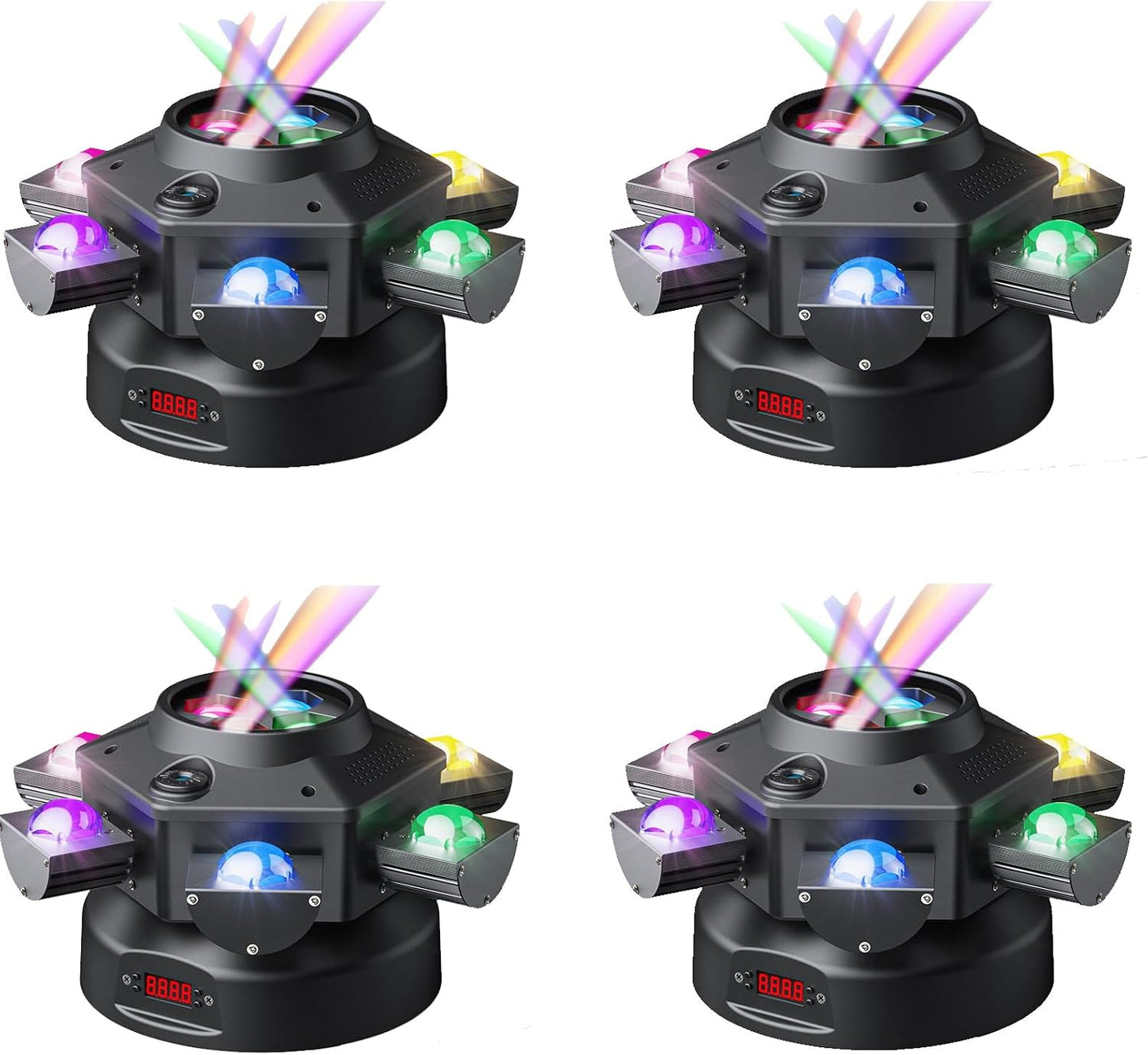 4-Pack Moving Head DJ Lights,150W Party Light with Mixed Lighting Effects, 6 Arms Stage Light Support DMX-512 & Sound Activated, Stage Lights for Party Disco KTV Wedding Club
