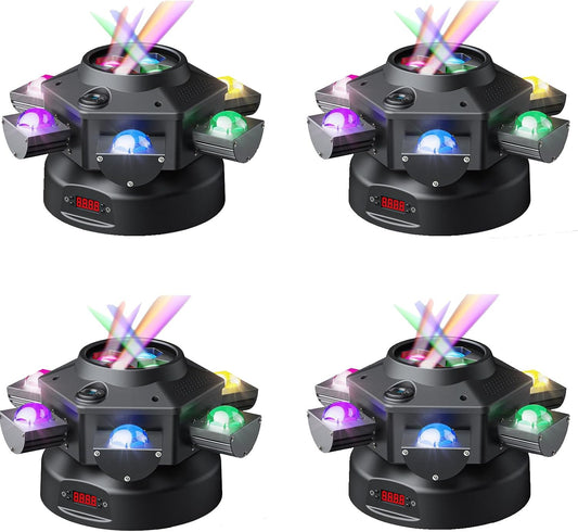 4-Pack Moving Head DJ Lights,150W Party Light with Mixed Lighting Effects, 6 Arms Stage Light Support DMX-512 & Sound Activated, Stage Lights for Party Disco KTV Wedding Club