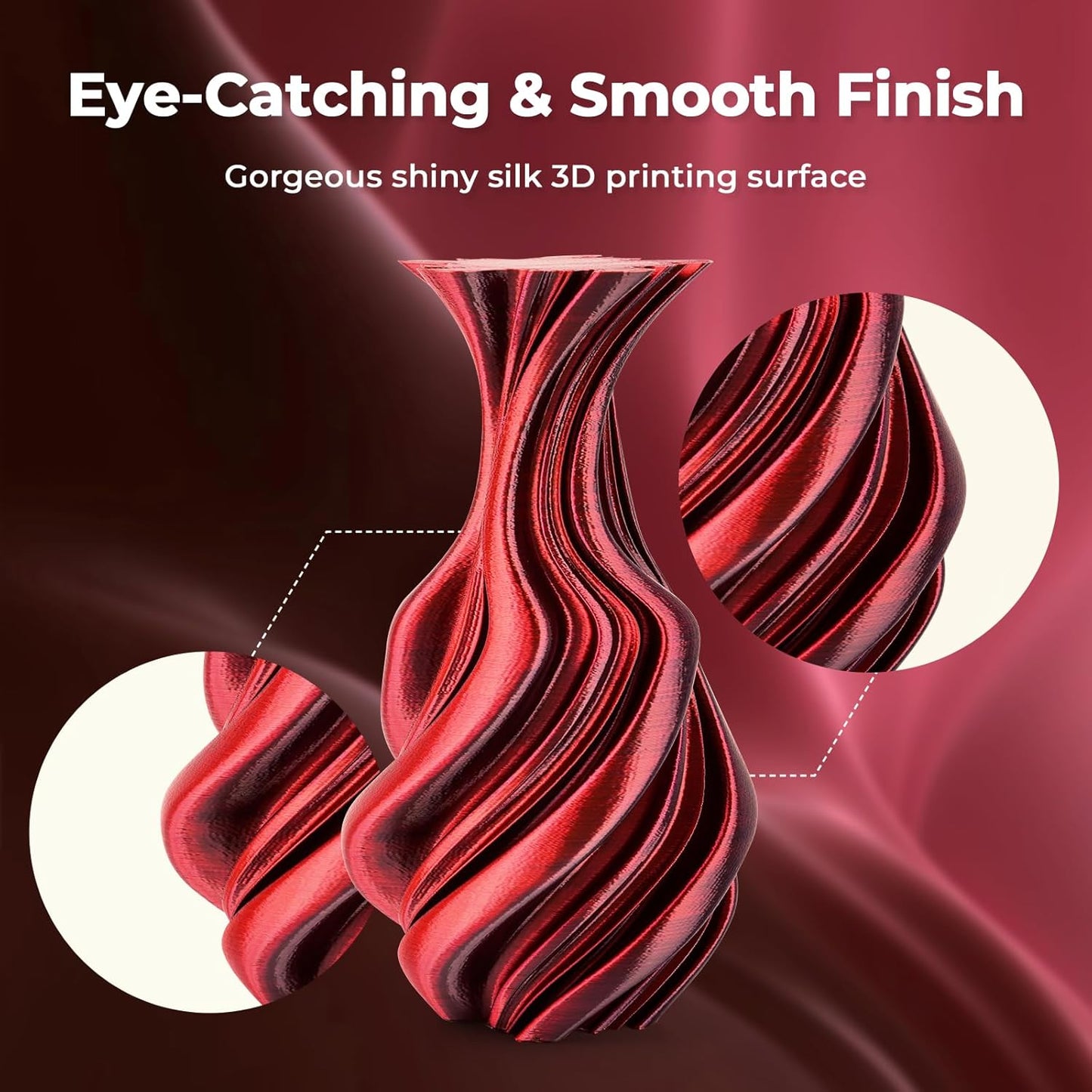 AMOLEN Silk PLA 3D Printer Filament, Silk Dual Color Red Black PLA Filament 1.75mm, Shiny Coextrusion PLA Filament, Color Change 3D Printing Filament 1KG/2.2lb