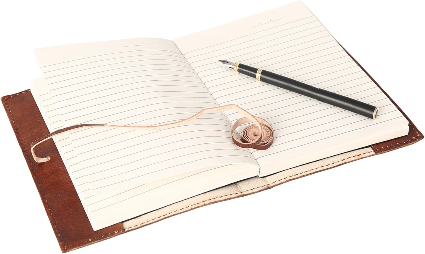 Leather Journal in Brown 7x5 Refillable Lined Paper Tree of Life Handmade writing Notebook Diary Leather Bound Daily Notepad for women and men Writing pad for Artist Sketch
