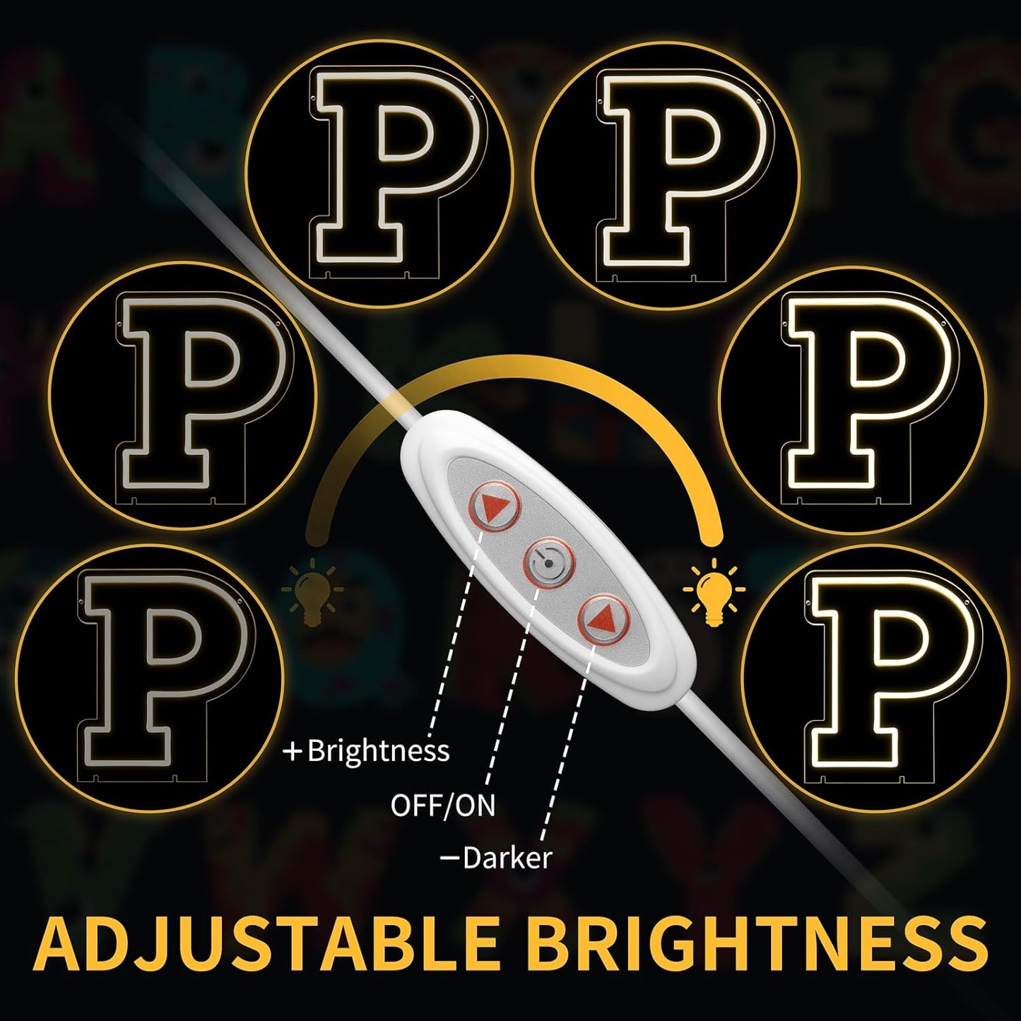 Light Up Letters P, Led Marquee Letter Lights Neon Sign, 13.9" Height Decorative Lighted Alphabet Number, Battery/USB Powered Led Letters Lights for Wedding, Birthday, Party, Christmas or Home Decor