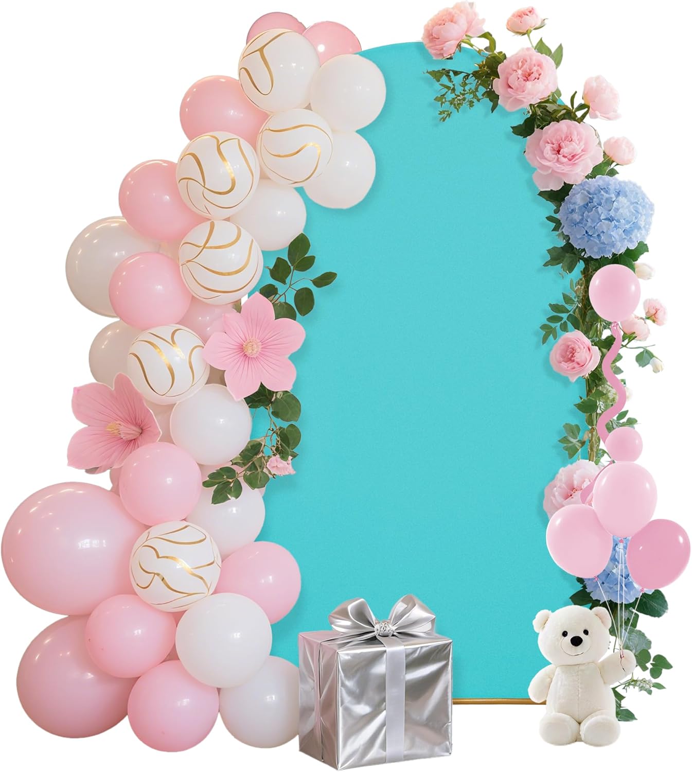 6.6FT Wedding Arch Covers Arch Backdrop Cover Arch Stand Covers Set Arch Cover Spandex Fabric Stretchy Backdrop for Wedding Birthday Party Decoration Baby Shower (Sky Blue)