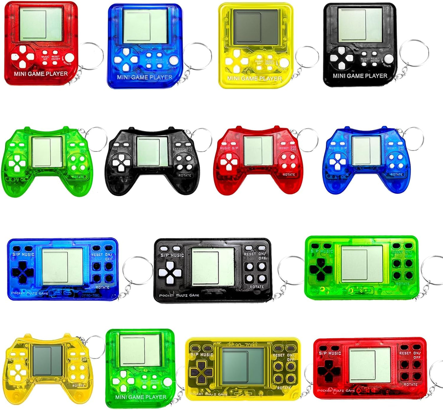 yuzshin 15Pcs Video Game Keychain Video Game Party Favors Video Game Party Supplies 3 Styles Mini Game Console Fidget Toys Bulk for Kids Classroom Prizes Goodies Bags Stuffer Backpack Keychain