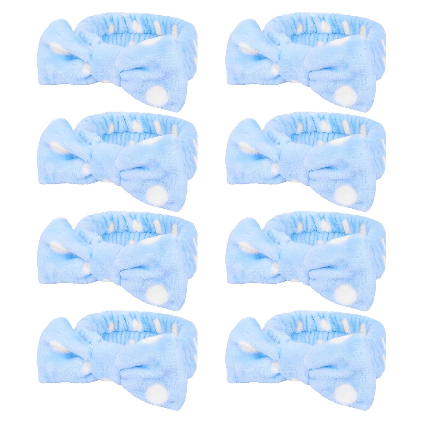 Semato 8 Pcs Blue Dot Bachelorette Party Favor Set Bridesmaid Headband Skincare Headbands for Women Party Supplies (blue dot)