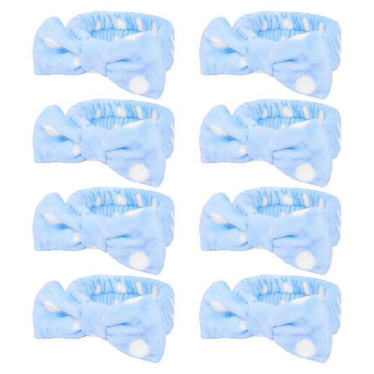 Semato 8 Pcs Blue Dot Bachelorette Party Favor Set Bridesmaid Headband Skincare Headbands for Women Party Supplies (blue dot)
