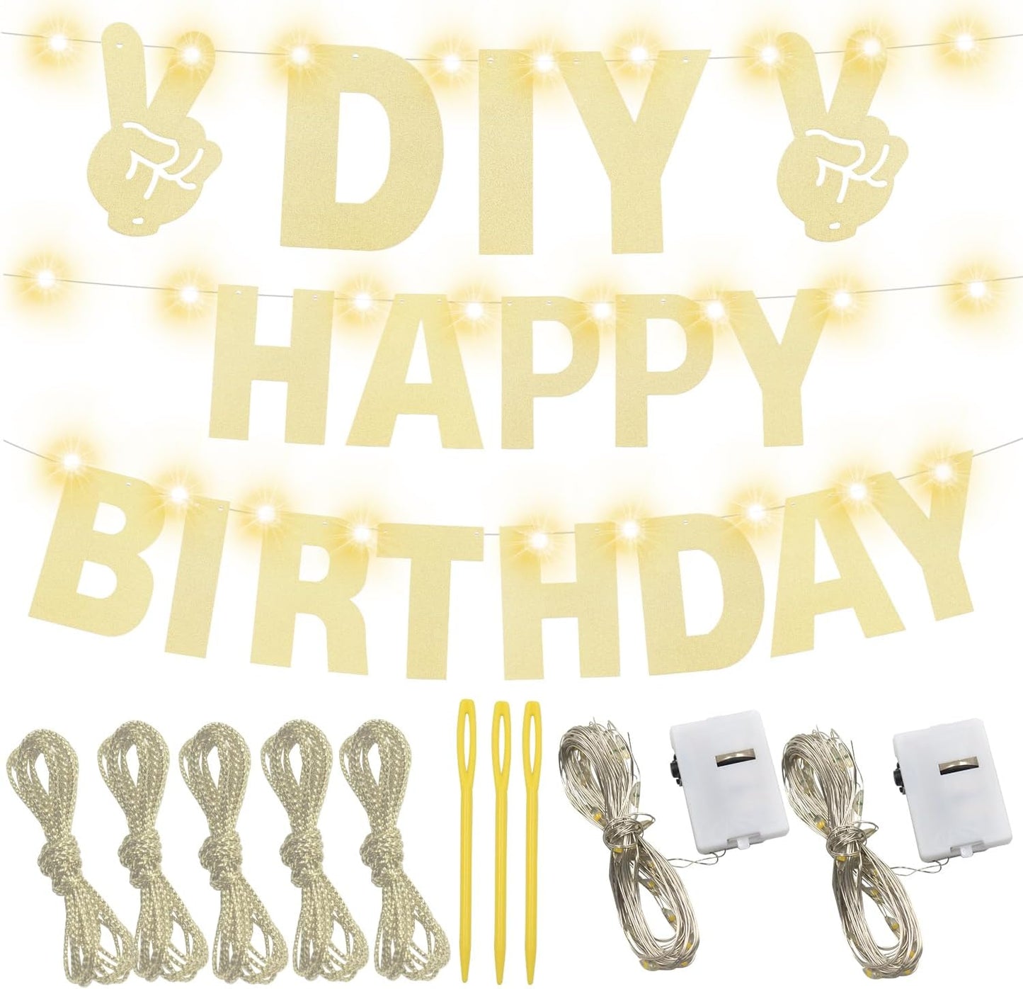 167Pcs DIY Glitter Customizable Banner Kit Custom Banners DIY Happy Birthday Letters Banner Happy New Year Banners Christmas Baby Shower Birthday Party Supplies(Glitter Champagne Gold)