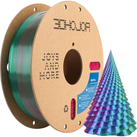 Silk PLA Filament 1.75mm Red Green Blue Triple Color PLA 3D Printer Filament 3 in 1 Coextrusion 1KG Spool(2.2lbs) 3D Printing Filament Dimensional Accuracy +/- 0.03mm