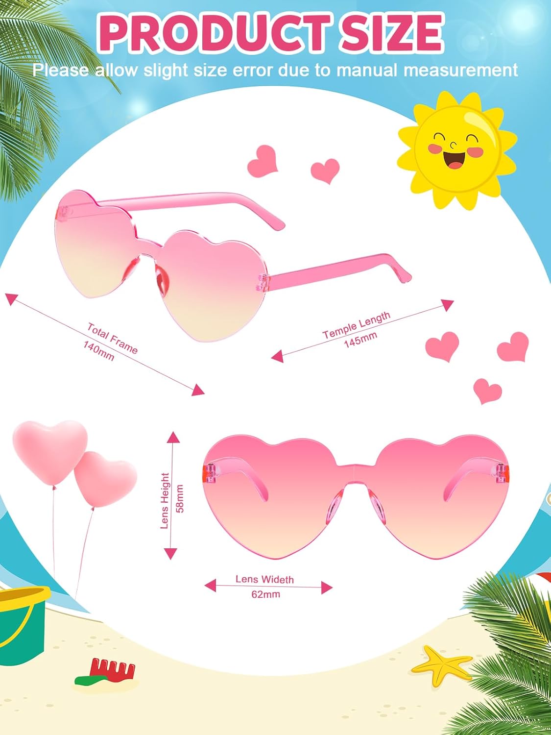 12 Pairs Heart Shaped Sunglasses for Women Colorful Glasses Fun Trendy Transparent Heart Sunglasses Party Favor (Gradient Pink Yellow)