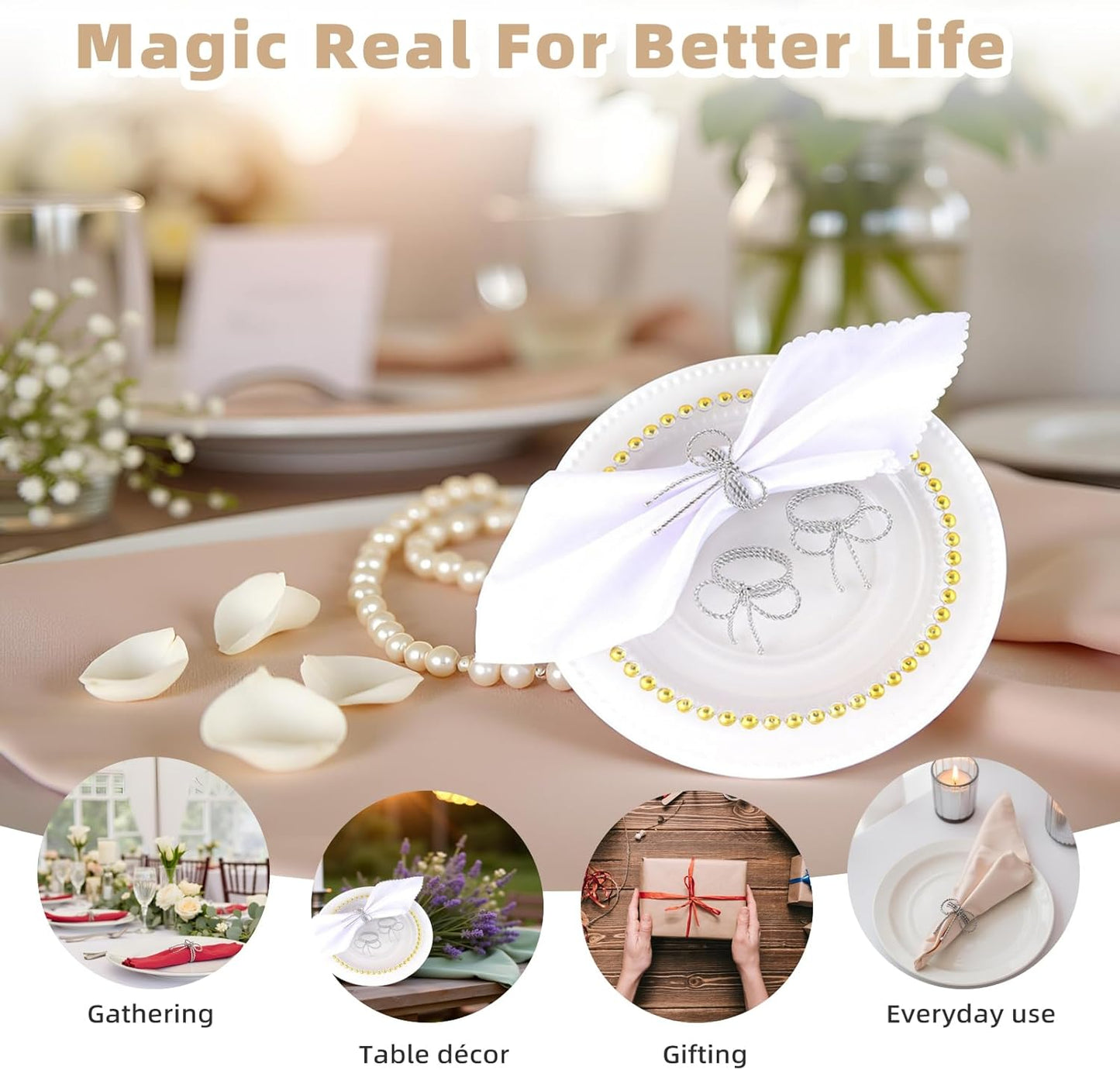 Silver Bow Napkin Rings Set of 12, Bow Tie Napkins Rings for Thanksgiving Christmas Festival Parties Wedding Banquet, Handmade Alloy Bowknot Ring Holders for Family Gathering Table Décor(Silver 12)