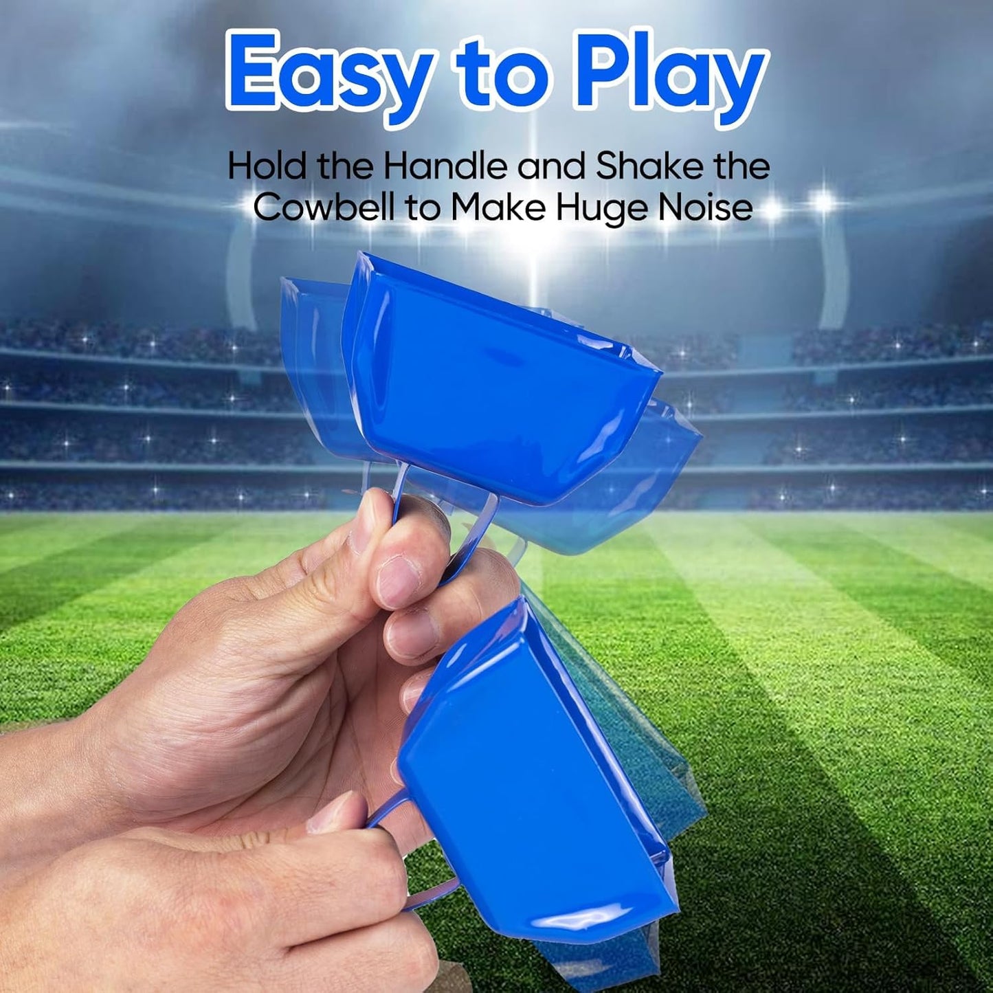 Cow Bells Noise Makers Blue Cheering Bell for Sporting Events: 12 Pcs Metal Cowbells with Handle - Small Loud Bell Bulk Hand Percussion for Football Games Graduation Weddings-Blue