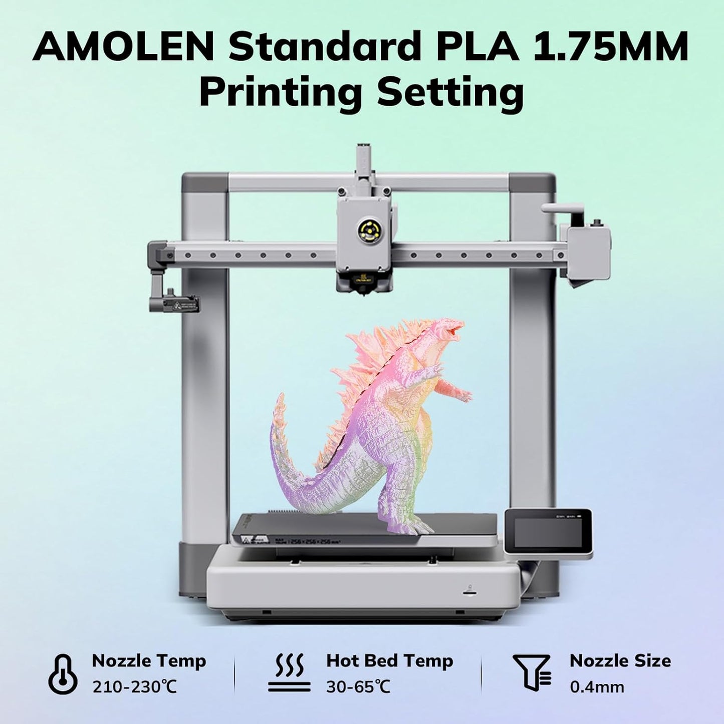 AMOLEN 3D Printer Filament, Dual Color Temp Change Purple Green to Pink Yellow PLA Filament 1.75mm, Heat Color Change with Temperature, Dimensional Accuracy +/- 0.02mm, 1KG, Fits Most FDM Printers