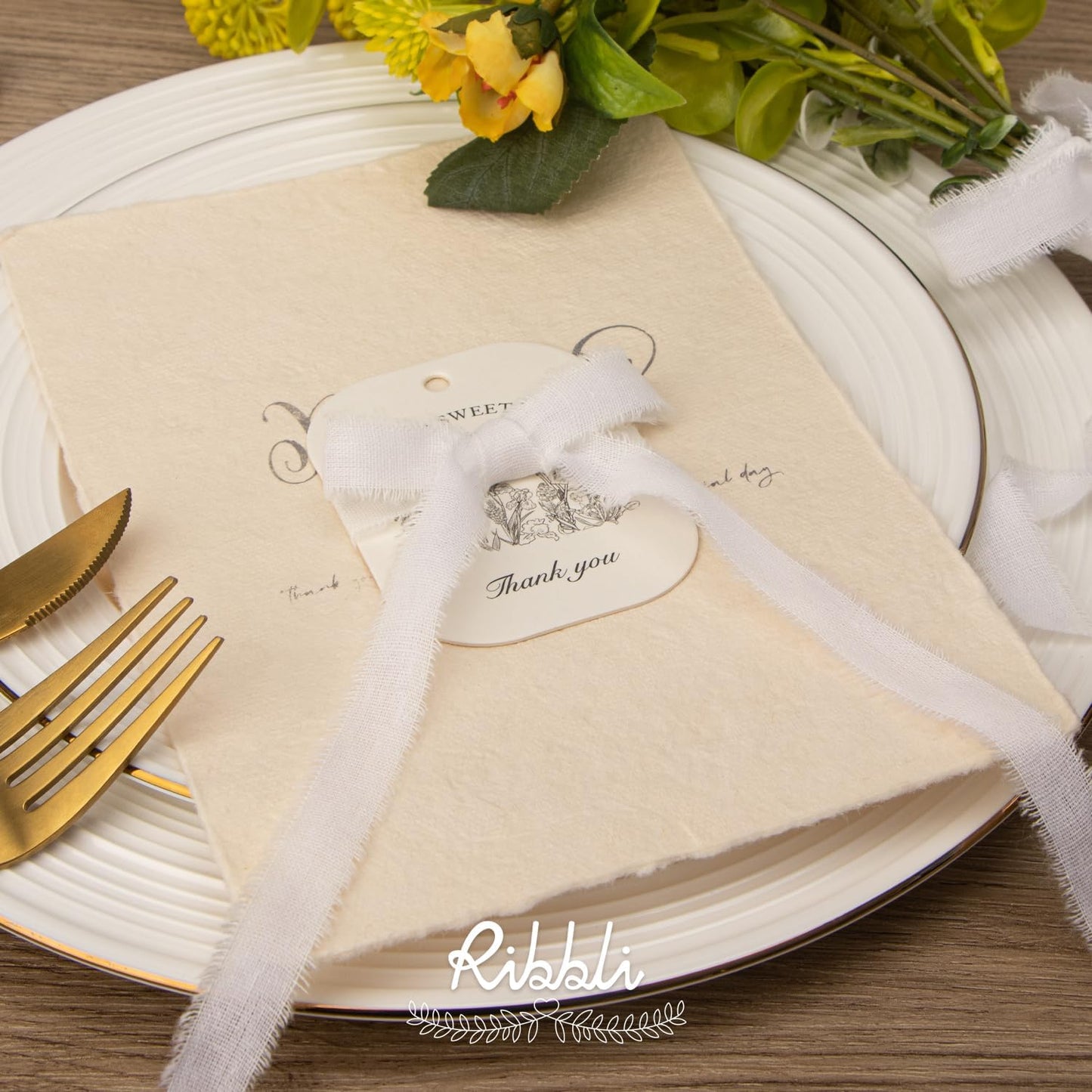 Ribbli 3 Rolls White Ribbon 5/8 Inch x 18Yards Handmade Cotton Frayed Fringe Ribbons for Gift Wrapping Wedding Invites Bridal Bouquets Baby Shower DIY Crafts Home Decor