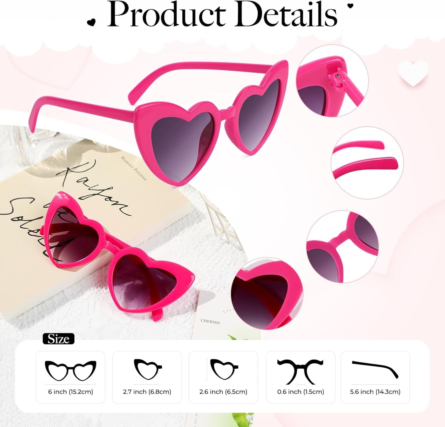 YOGFIT Heart Sunglasses for Women Fashion Classic Love Eye Protection Sunglasses Vintage Cute Heart Sunglasses