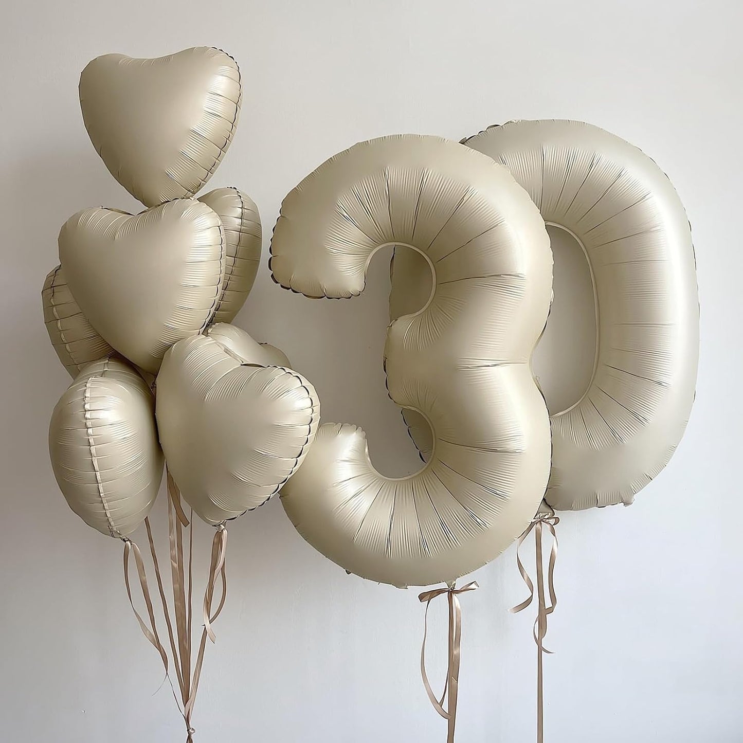 White Heart Balloons,10Pcs Cream White Foil Heart Shaped Balloons,18Inch Beige Helium Polyester Film Balloon for Valentines,Engagement,Birthday,Baby Shower,Wedding Party Decorations