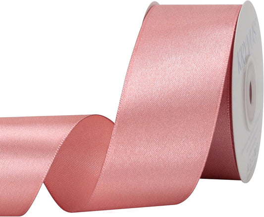 Rose Gold Satin Ribbon 1-1/2 inch X Continuous 25 Yards, Single Face Polyester Ribbon Perfect for Gift Wrapping, Flower Bouquet, Wedding Decor, Crafts, Bow Making, Sewing and More